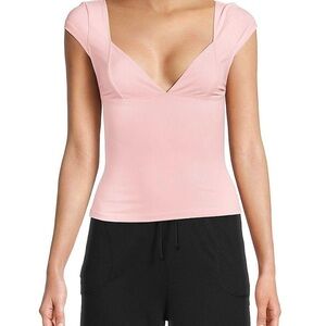 Free People Light Pink Cap Sleeve Blouse